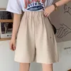 Zomer dames vijfpunt broek zoete casual Harajuku katoenen sport los dunne wideleg patroon printen elastische meisjes shorts 220527