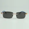 Endlose Diamanten Sonnenbrille 3524012 mit blauen natürlichen Holzbeinen und 56 -mm -Objektiv