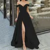 Casual Dresses Fashion High Slit Women Party Dress Clubwear Elegant Solid Strapless Backless Maxi Sexig Big Hem A-Line Dress Casual