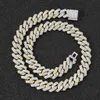 Link 14mm Strip chain chain cugen chain set Zircon platinum real gold اثنين من لون رجال الهيب هوب قلادة inte22
