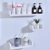 Bathroom White Storage Shelves Shelf Organizer Self Adhesive Shower Towel Holder Shampoo Wall Mounted Stand Bracket Cm J220702