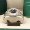 Full Diamond Blue Roman Prezydent Watch 2288238 433 mm Gold Men Automatyczne pudełko