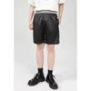 Männer Shorts Koreanischen Stil Lose Fit Elastische Taille Pu Leder Komfortable Moto Bermuda Faux Kurze Hosen Mit Tasche FashionMen's