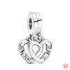 925 Sterling Silver Dingla Charm Familj Pärlhänge Mamma Son Lycka Träd Bead Fit Pandora Charms Armband DIY Smycken Tillbehör