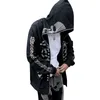 Women's Hoodies Sweatshirts Egirl Dark Academia Grunge Zip Up Sweatshirt Punk Style Gothic Skull Spider Print Hooded Autumn Coat Top Y2K Emo 230206