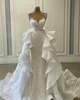 Robes de mariée sirène blanche sans manches col en V avec train détachable appliques paillettes perles dentelle élégante illusion robes de mariée sur mesure Robe