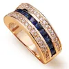 Eheringe Luxus Weibliche Blaue Kristall Schmuck Vintage Gelbgold Farbe Ring Braut Geometrie Engagement Für Frauen