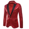 Mężczyźni Glitter cekinowe kurtki Fancy Show Costume Party Coats Wedding Blazer Gentleman Button Dance Bling Formal 220822