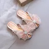 Pantoufles d'été pour bébés filles, pantoufles d'été mignonnes à paillettes colorées, nœuds pour enfants, mode princesse antidérapante, sandales mignonnes 220623