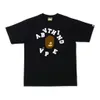 and 100% Cotton Loose Summer Shark Monkey Breathable High Street Trend T-shirt Cartoon Lettering Short Sleeves M-2xl Bathing Ape