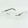 Infindios Buffs Diamonds Sunglasses Frames 3524012 com buzinas de búfalos híbridos naturais pernas e lente de 56 mm