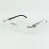 montures de lunettes de soleil sans fin buffs diamants 3524012 avec jambes en cornes de buffle hybrides naturelles et lentille de 56 mm