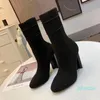 2020 Silhouette demi-botte femmes Stretch tissu Bootie Martin bottes talons hauts hiver impression fleur talons dames chaussures de fête de mariage