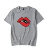 Kallmekris Bexx Red Lips Camiseta Masculina/Feminina Tops Hip Hop Moda Casual Manga Curta