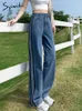 Syiwidii ​​Side Stripe Jeans for Women High Tailed Y2K Fashion Vintage Streetwear Hit Color Blue Denim Cargo Pants Vrouw 220815