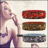 Cuff Bracelets Jewelry Korean Gravel Veet Bangle Mti Color Natural Crystal Stone Wide Leather Wristbands For Women Female Fashion Drop Deliv