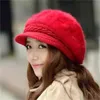 Hiver dames femmes béret chapeaux couleur unie lapin cheveux tricotés femme bérets hiver casquette chaude Feminina chapeaux en gros J220722