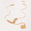 Chains Boheman Leaf Pendant Neckalce Charms Bead Chain Choker Gold Alloy Metal Adjustable Jewelry For Women Girls Collar 21113