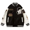 Men's Jackets Men's Hip Hop Streetwear Baseball Jacket International Chess Embroidery Patchwork Harajuku Coat Vintage Oversized Varsity