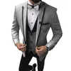 Мужские костюмы Blazers Men 3 штуки Slim Fit жених смокинг для свадебного повседневного бизнеса