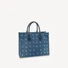 Sacs concepteurs explosion sac fourre-tout M59608 sac à main Blue bleu denim jacquard textile veau garniture en cuir en cuir en cuir