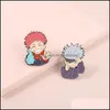 Pinsbrooches Biżuteria japońska m manga jujutsu kaisen emalia pin z klapą szpilki strzyki czapki hats plecak dekoracja akcesoria dhcv6