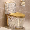 النمط الأوروبي الفاخرة الذهبي تدفق المقاعد المرحاض المنزلية شخصية الإبداعية اللون المراحيض 262F180B240F