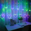 Stringhe a forma di cuore Stringa luminosa a LED Lettera d'amore Lampade per tende Luci a sospensione decorative impermeabili per cucine da letto TerrazzeStringa LED