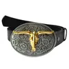 Riemen ify drop ovale cowboys dier Golden Bull's Head Man Belt Buckle met 40 mmbelts