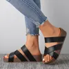 Sandaler Kvinnor Storlek 7 Silverplattform för kvinnor Casual Open Toe Roman Wedges Slide Girlsandals