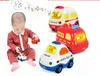 Kawaii Mini Auto 4 stks / set Cartoon Trek Auto Baby Speelgoed Weerstand tegen Fall Voertuig Licht Muziek Speelgoed voor kinderen 220418