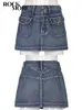 Rockmore WomenS Jeans Skirt Y2K Vintage Low Waist Mini Skirt Korean Harajuku Short Denim Skirt Straight Sexy Summer Streetwear 220701