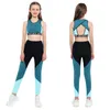 Stage Wear Kids Girls Gymnastics & Dancewear Sports Outfit Ballet Class Dance Tanks Crop Top With Leggings Pants For Workout DanceStage
