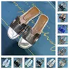 2022 Designer Slippers Lychee Skin Leather Slides Women High heels Sandal Summer Beach Fashion Soft Slipper Luxury Thick Bottom Slide Sail Pink Blue Shoes Size 34-40