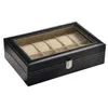 12 فتحات WRIST WATCH BOX HOLDER CASE Organizer Black PU LEATHER DISHER