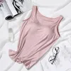 Blouse Built In Bra Padded Tank Tops Shirt Modal Underwear Plus Size Female T-shirt Breathable Camisole Women's Summer 220318