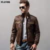 Veste en cuir véritable de moto en peau de porc pour hommes, rembourrage en coton, manteau chaud d'hiver, veste en cuir véritable 201126