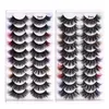 Handgjorda återanvändbara färg mink falska ögonfransar 10 piar set mjuk livlig tjock curly crisscross multilayer 3d falska fransar full strip ögonfransar förlängningar makeup dhl