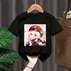 T-shirts Klee Genshin Impact Print Red Kid Children Baby Black Harajuku Kawaii kläder pojke flicka toppar present Drop Shipt-shirts