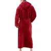 Men's Sleepwear Robe For Men Solid Color Bandage Bathrobe Long Sleeve Hooded Robes Male Lounge Wear Dressing Gown Mens Sleep Tops