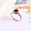 Bröllopsringar kvinnor par rose guld svart kubik zirkonium födelsedag present till flickvän stil enkelhet smycken