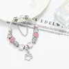 Bracelets de charme Seialoy Silver Cor Shiny Rosa Pegadas de miçania para mulheres meninas originais da moda Diy Jewelry Gifts Whole5253245
