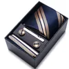 Fashion 7.58 cm Wide Sets Black blue red Mens Neck Tie Hankerchiefs Cufflinks clip Box wedding gift silk handmade 220810