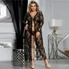 Women's Sleepwear Gown Long Sleeve Nightwear Transparent Lace Nightgown Women Plus Size Box Packing Erotic Robe Sexy Lingerie RW80232Women's