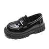 Princess Shoes Spring Black Loafers Baby Boys School Shoes Metal Kids Fashion Casual PU Glossy Children Cute Mary Janes 220721