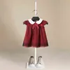 女の赤ちゃんの服の夏のドレス飛ぶ新生児ドレスコットン格子縞のドレスヘッドバンド幼児ドレスベビーバージーG220506