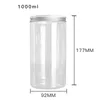 Dia.89mm Empty PET Plastic Clear Refiilable Bottle Food Candy Packaging Pot Aluminum Screw Lid Hair Wax Bottle Flower Tea Jar 600ml 800ml 1000ml