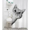 Wodoodporna zasłona prysznicowa w łazience Śliczny kotek z poliestrową wanna z haczykami 220429