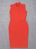 Beaukey Sexy Red Women HL Bandage Dress Turtleneck ärmlös Green Split Maxi XL Party Club Celebrity BodyCon Vestido Midi 220618