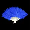 10 Colors Folding Feather Fan Party Decoration Hand Held Vintage Chinese Style Dance Wedding Craft Downy Feathers Foldable Dancing Fans SN4073